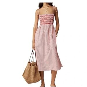 J. CREW | Paloma Dress in Red/White Stripe Cotton Poplin, Size XS